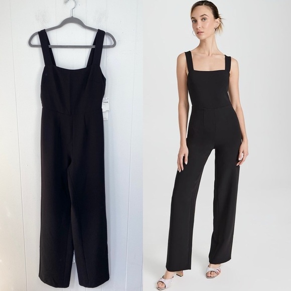 Good American Luxe Suiting Column Jumpsuit size 1 XS/S Black Tailored Black NWT - Picture 1 of 16